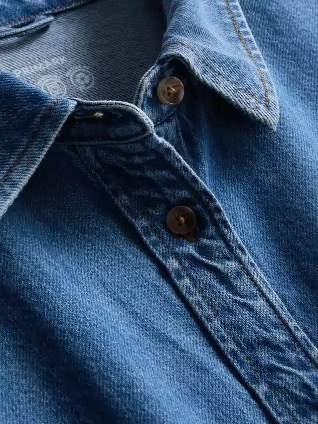 Relaxed cotton denim button-up shirt
