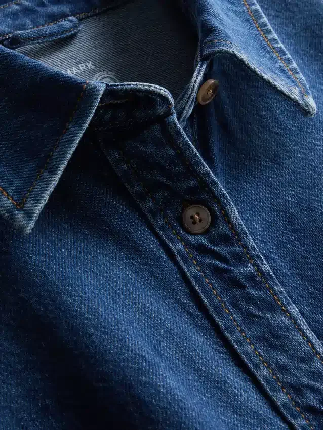 Relaxed cotton denim button-up shirt