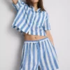 Relaxed cotton striped beach shorts