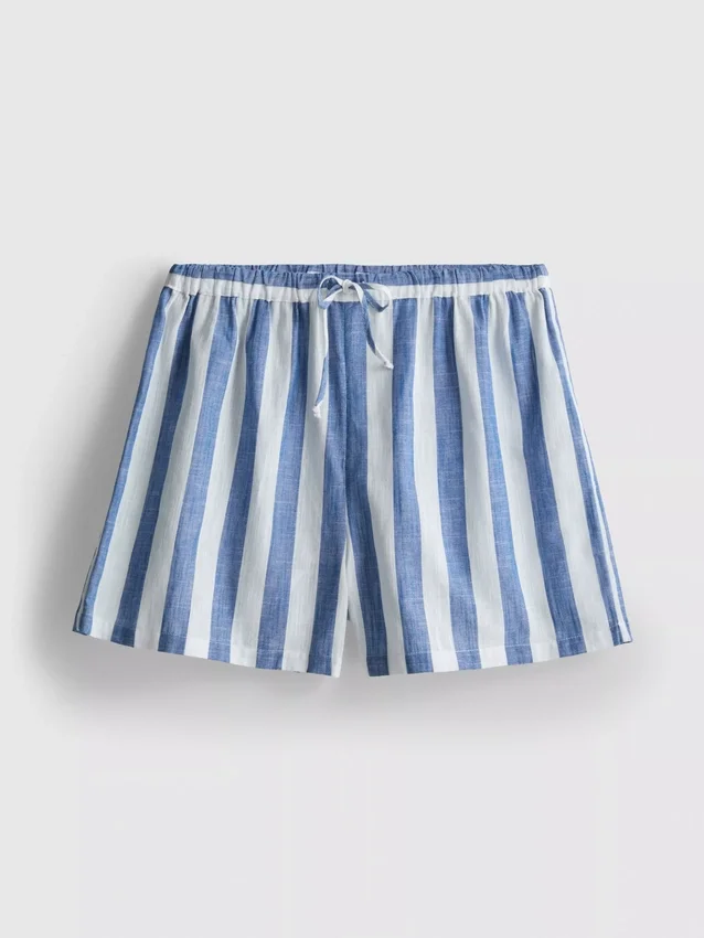 Relaxed cotton striped beach shorts