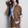 Relaxed faux suede shirt
