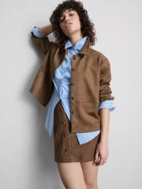 Relaxed faux suede shirt