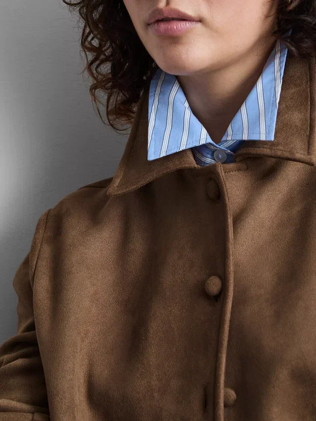 Relaxed faux suede shirt
