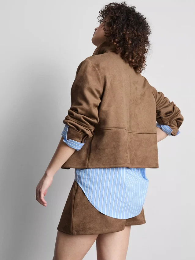 Relaxed faux suede shirt