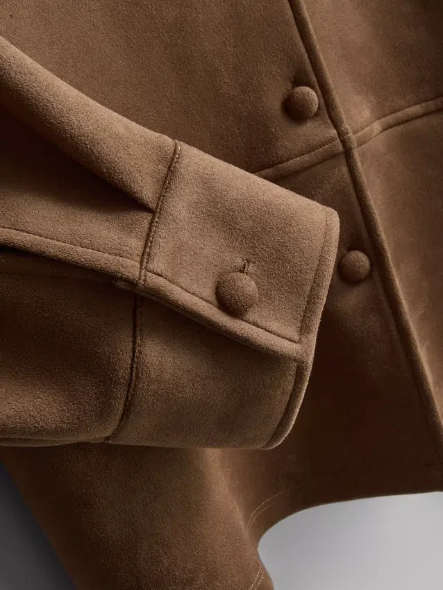 Relaxed faux suede shirt
