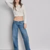 Relaxed low-rise straight-leg denim jeans