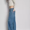 Relaxed low-rise straight-leg denim jeans