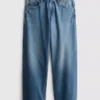 Relaxed low-rise straight-leg denim jeans