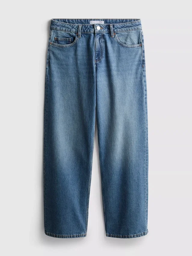 Relaxed low-rise straight-leg denim jeans