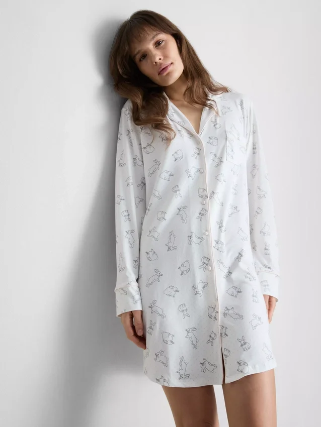 Relaxed printed boyfriend nightshirt