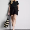Relaxed round neck air flow tee