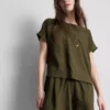 Relaxed round neck air flow tee