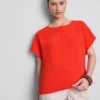 Relaxed round neck air flow tee