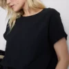 Relaxed round neck air flow tee