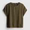 Relaxed round neck air flow tee