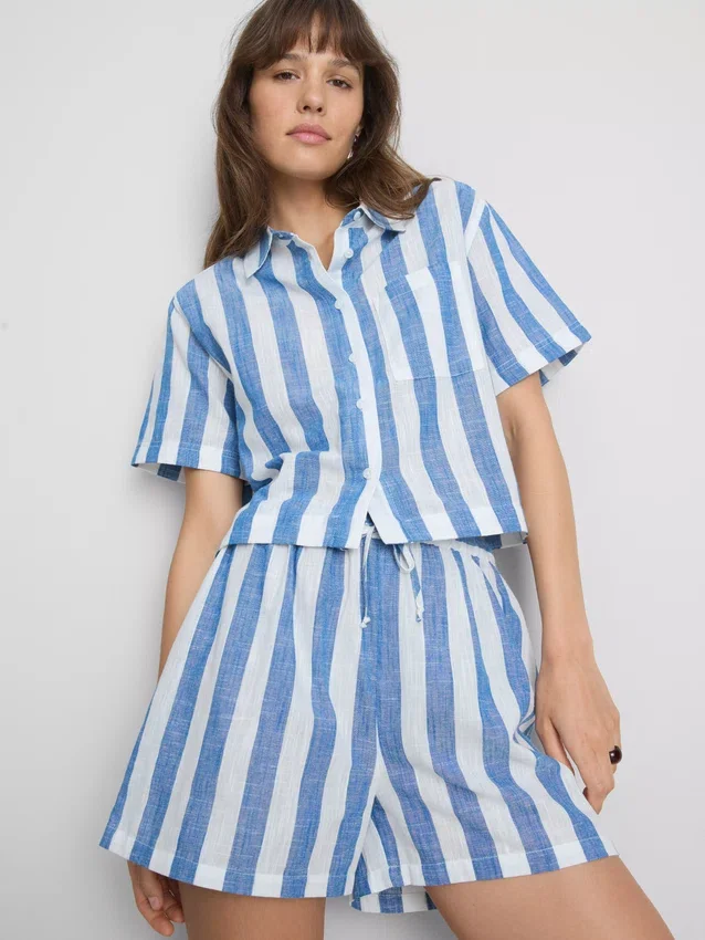 Relaxed stripe beach shirt
