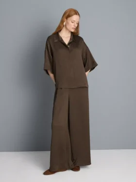 Relaxed textured satin shirt