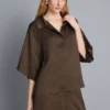 Relaxed textured satin shirt