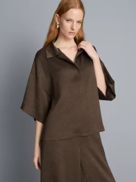 Relaxed textured satin shirt