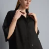 Relaxed textured satin shirt