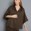 Relaxed textured satin shirt