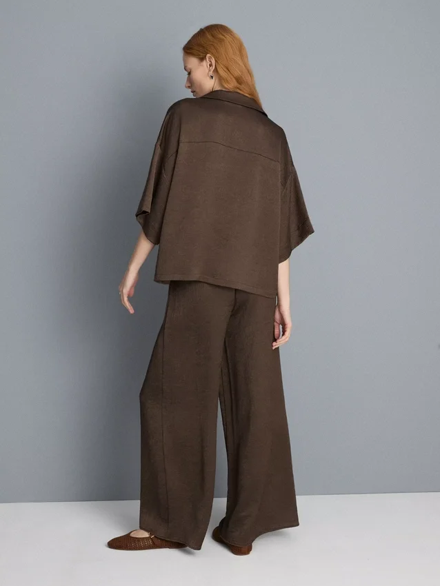 Relaxed textured satin shirt