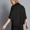 Relaxed textured satin shirt