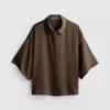 Relaxed textured satin shirt