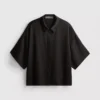 Relaxed textured satin shirt