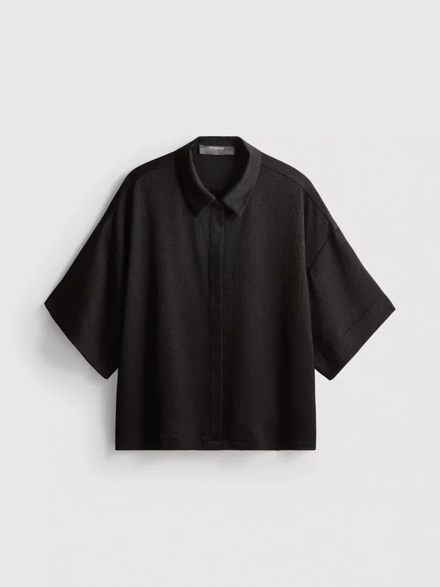 Relaxed textured satin shirt