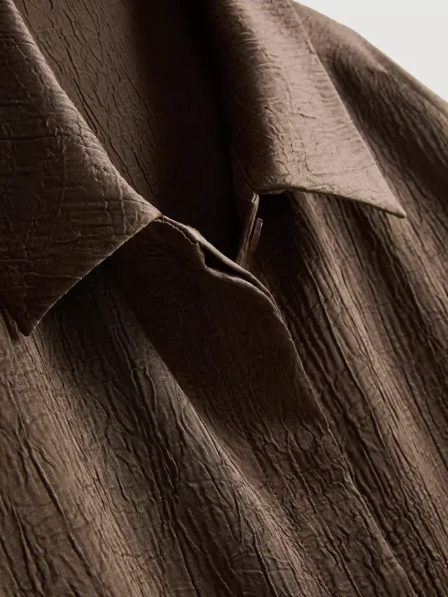 Relaxed textured satin shirt