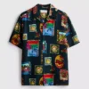 Resort print revere collar shirt