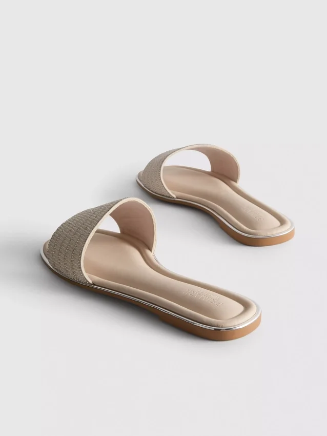 Rhinestone bead mule sandals