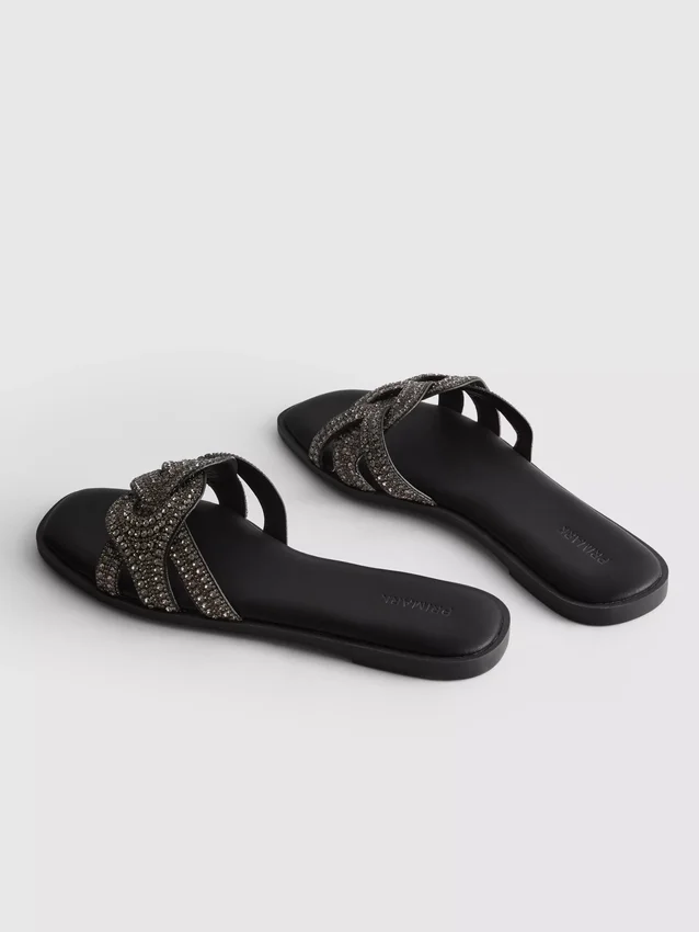 Rhinestone mule sandals