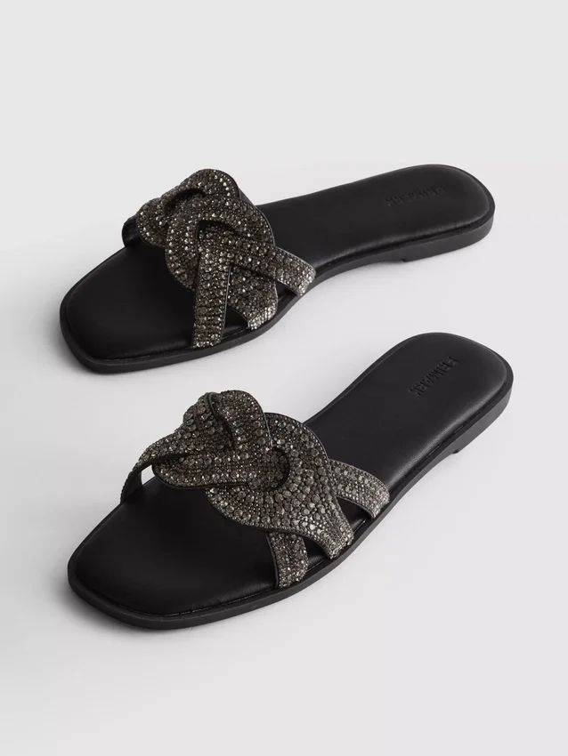 Rhinestone mule sandals