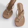 Rhinestone toe post heeled sandals