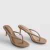 Rhinestone toe post heeled sandals