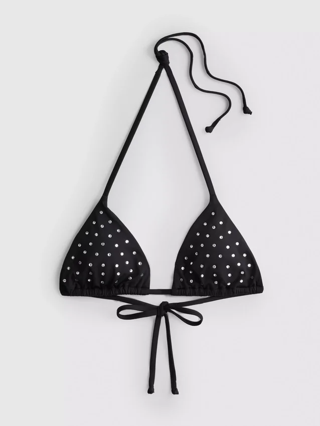 Rhinestone triangle bikini top