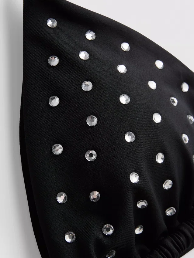 Rhinestone triangle bikini top