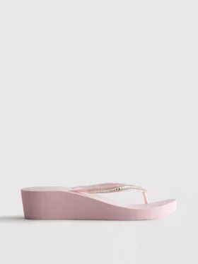 Rhinestone wedge flip flops