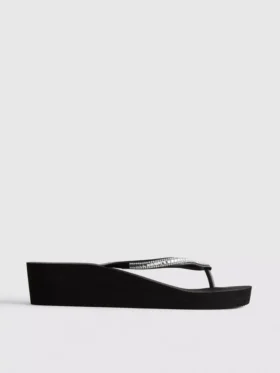 Rhinestone wedge flip flops