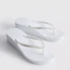 Rhinestone wedge flip flops