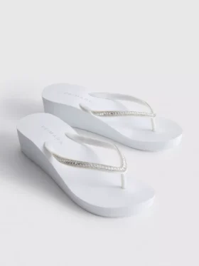 Rhinestone wedge flip flops