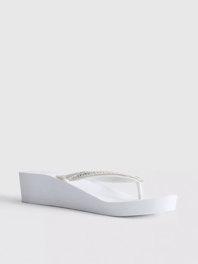 Rhinestone wedge flip flops