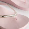 Rhinestone wedge flip flops