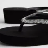 Rhinestone wedge flip flops