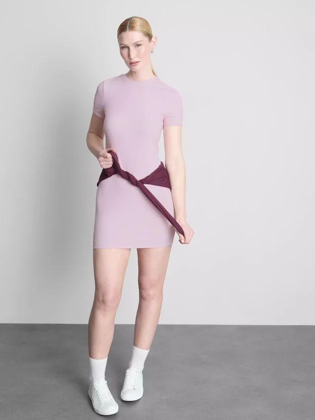 Ribbed bodycon mini t-shirt dress