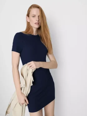 Ribbed bodycon mini t-shirt dress