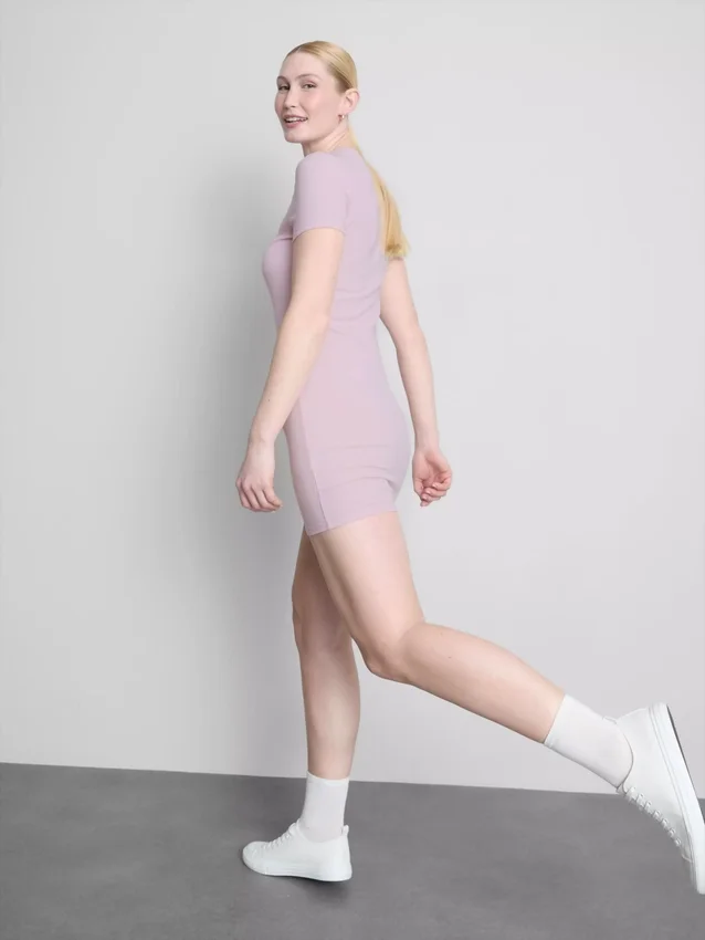 Ribbed bodycon mini t-shirt dress