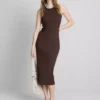 Ribbed built-in-bra midi dress